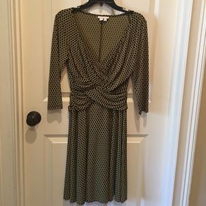 Faux wrap long sleeve jersey dress